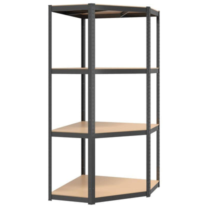4-laagse Opbergrekken – Opbergrekken – Opbergkast – Planken – Stelling – Antraciet Industrieel Design – Heavy-Duty Stalen Frame – Houten Planken