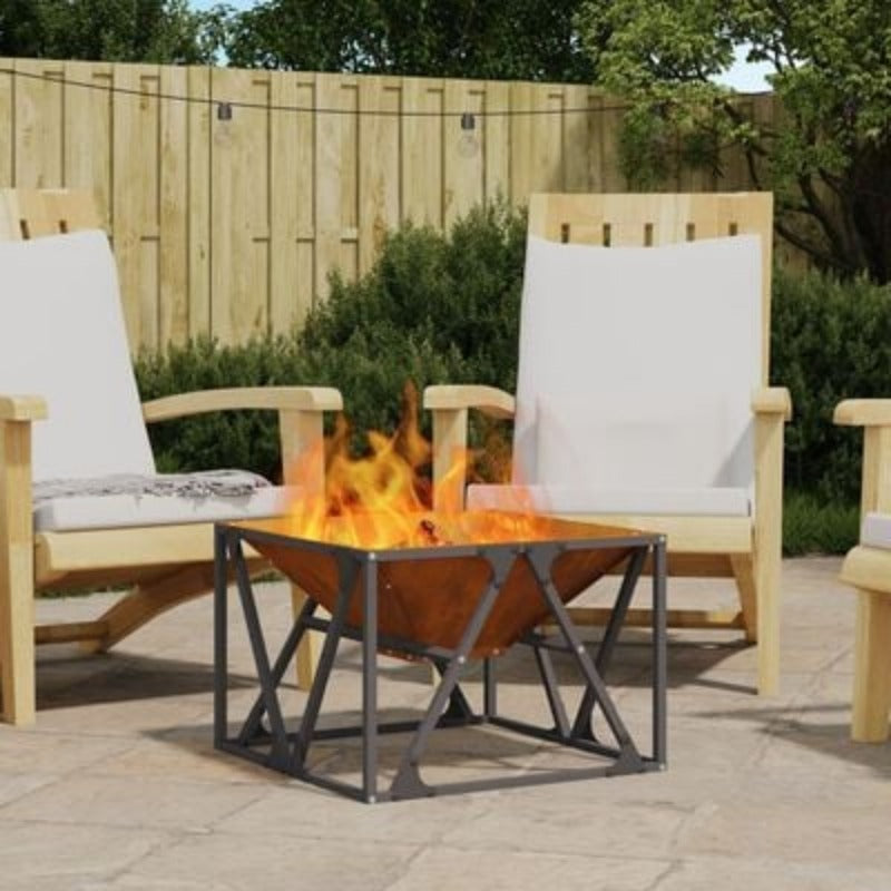 50x50x35cm Heavy-Duty Fire Pit - Portable Outdoor Wood-Burning Stove with Powder-Coated Brown, Compact Patio Heater for Garden, Balcony, Camping & Backyard (Assembly Required) - Durable Metal Fireplace