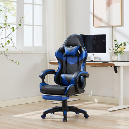 360° Rotating Racing  Design Lounge Chair, Gaming Chair, High-back Office Chair, Height Adjustable, with Wheels, Footrest, Headrest And Lumbar Support.
