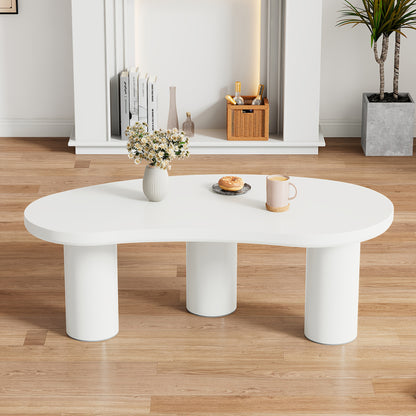 Salontafel – Woonkamertafel – Koffietafel – Bijzettafel – Tafel – Halvemaanvormig – Bamboe Wit – Ruimtebesparend – 107x57x40,5 cm – Duurzaam & Stevig