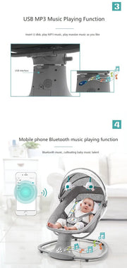 Automatische Wieg - Elektrische Wieg - Zelf bewegende Wieg - Elektrische ledikant - Babybedje - Schommelwieg - Smartwieg - Baby Zitje - Verstelbaar - Timer - Veiligheidsriem - Klamboe - Hemeltje - Hoofdkussen - Afstandsbediening - Audiosysteem