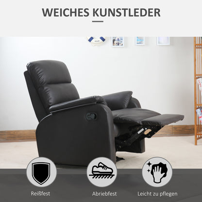 Relaxfauteuil – Relaxstoel – Loungefauteuil – TV Fauteuil – Verstelbare Fauteuil – Kunstleer – Verstelbare Rugleuning en Voetensteun – Stalen Frame – Bruin