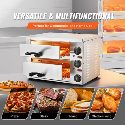 Elektrische Pizzaoven – Pizzaoven – Pizza Bakoven – Pizza Oven Voor Thuis – Pizza Oven Camping – RVS Roestvrij Staal – 305 mm Ø – Instelbare Temperatuur En Timer