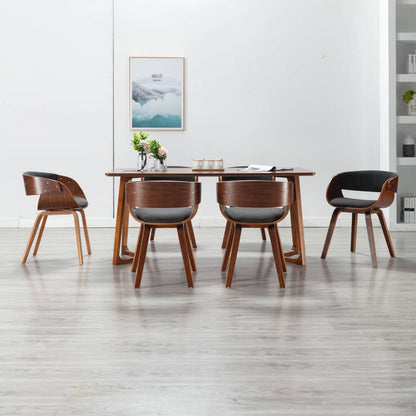 Eetkamerstoel – Eettafelstoel – Keukenstoel – Stoel – Kuipstoel – Set van 6 – Massief Houten Frame – Zachte Grijze Stof