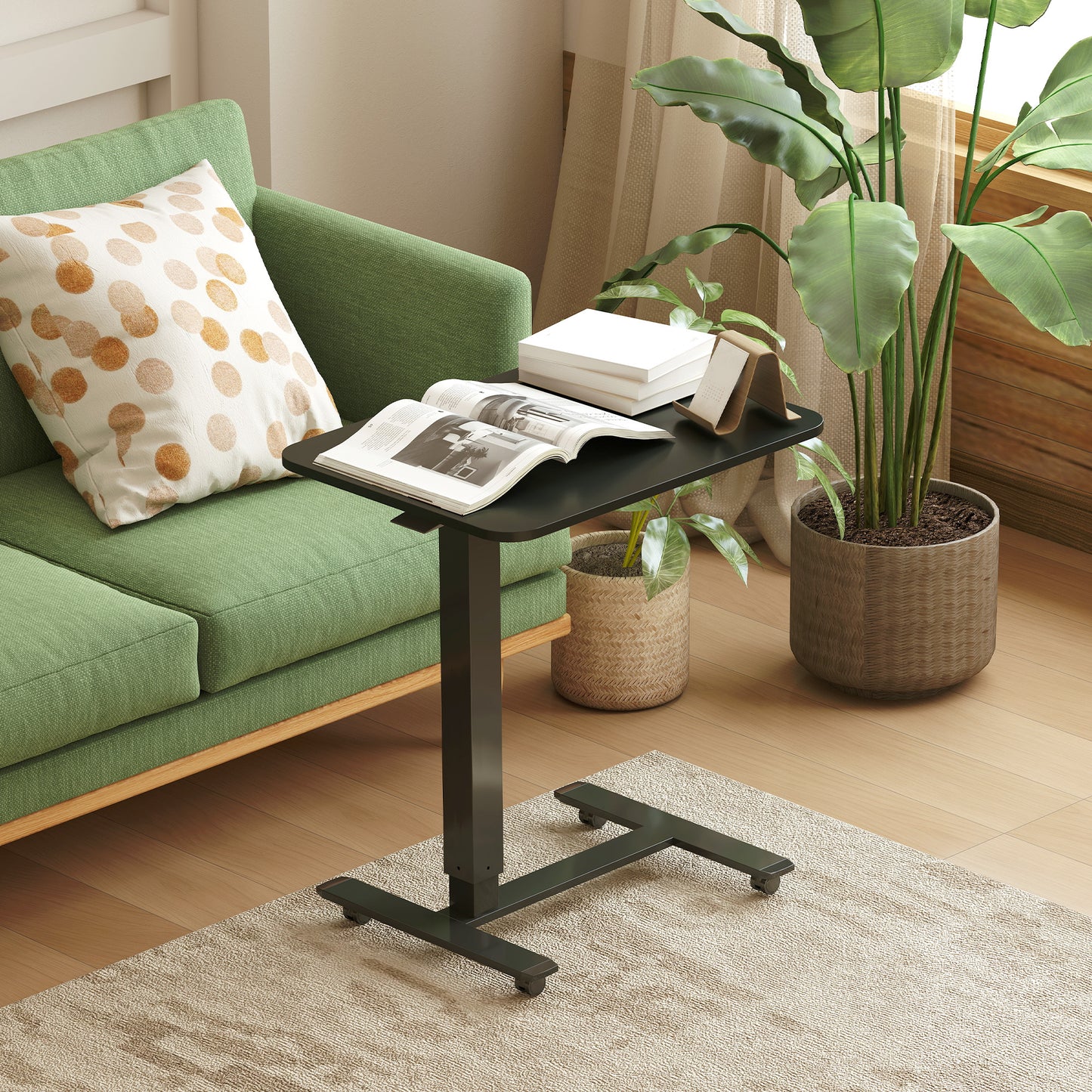 Zitsta bureau – Zit-stand bureau – Sta bureau – Verstelbaar bureau – Elektrisch bureau – C-vormig design – Handmatig verstelbaar 70-110 cm – Met wieltjes en rem