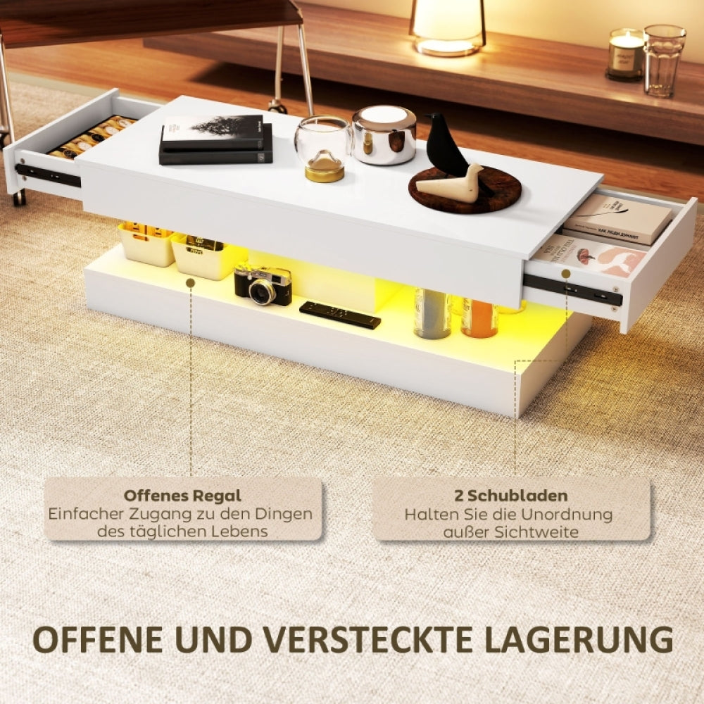 Moderne Haltafel – Winkeltafel – Inkomtafel – Entree Meubel – Opbergtafel – Wit MDF Tafelblad – Zwart Metalen Frame – 2 Lades – Compact & Duurzaam