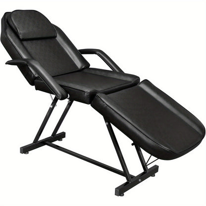 Massagestoel – Behandelstoel – Cosmetische Fauteuil – Tatoeagebed – Salonstoel – Kunstleer – Ergonomisch Ontwerp – Stevig Metalen Frame – Zwart – Maximale Draagkracht 150 kg