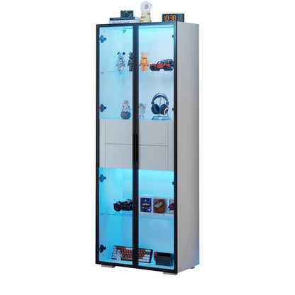 Schoenenkast – Schoenenrek – Opbergkast – Schoenenbank – Halmeubel – Wit – Hoog model 160 cm – Glazen deuren met lades