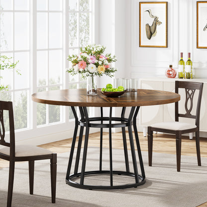 Ronde Eettafel – Rond Tafelblad – Keukentafel – Eetkamertafel – Ronde Tafel – Metaal Poten – 120 Cm – Duurzaam Houten Blad