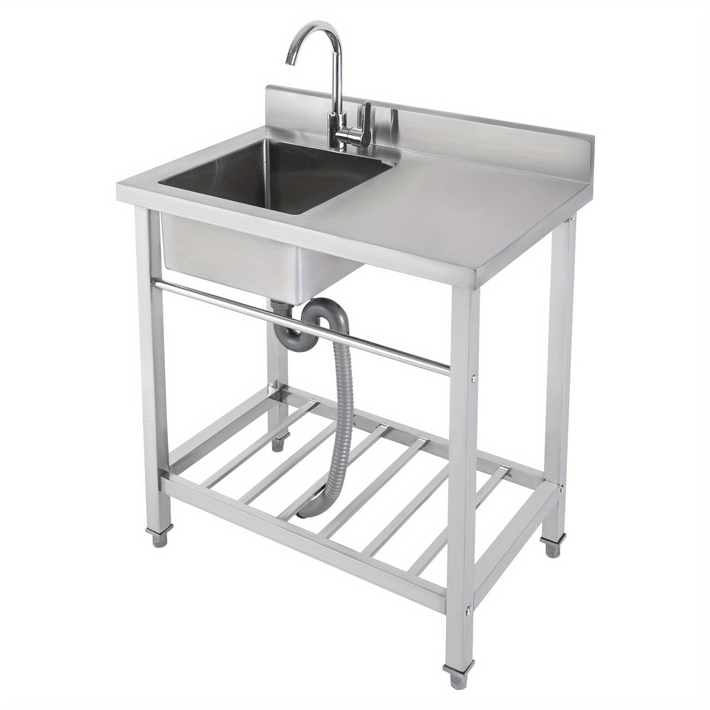 Vrijstaande Spoelbak RVS – Roestvrijstalen Wasbak – Keukenspoelbak – Tuinspoelbak – Afwasteil – 40x35x20 cm – 360° Draaibare Kraan