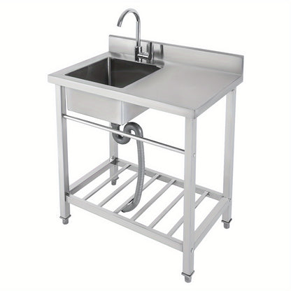Vrijstaande Spoelbak RVS – Roestvrijstalen Wasbak – Keukenspoelbak – Tuinspoelbak – Afwasteil – 40x35x20 cm – 360° Draaibare Kraan