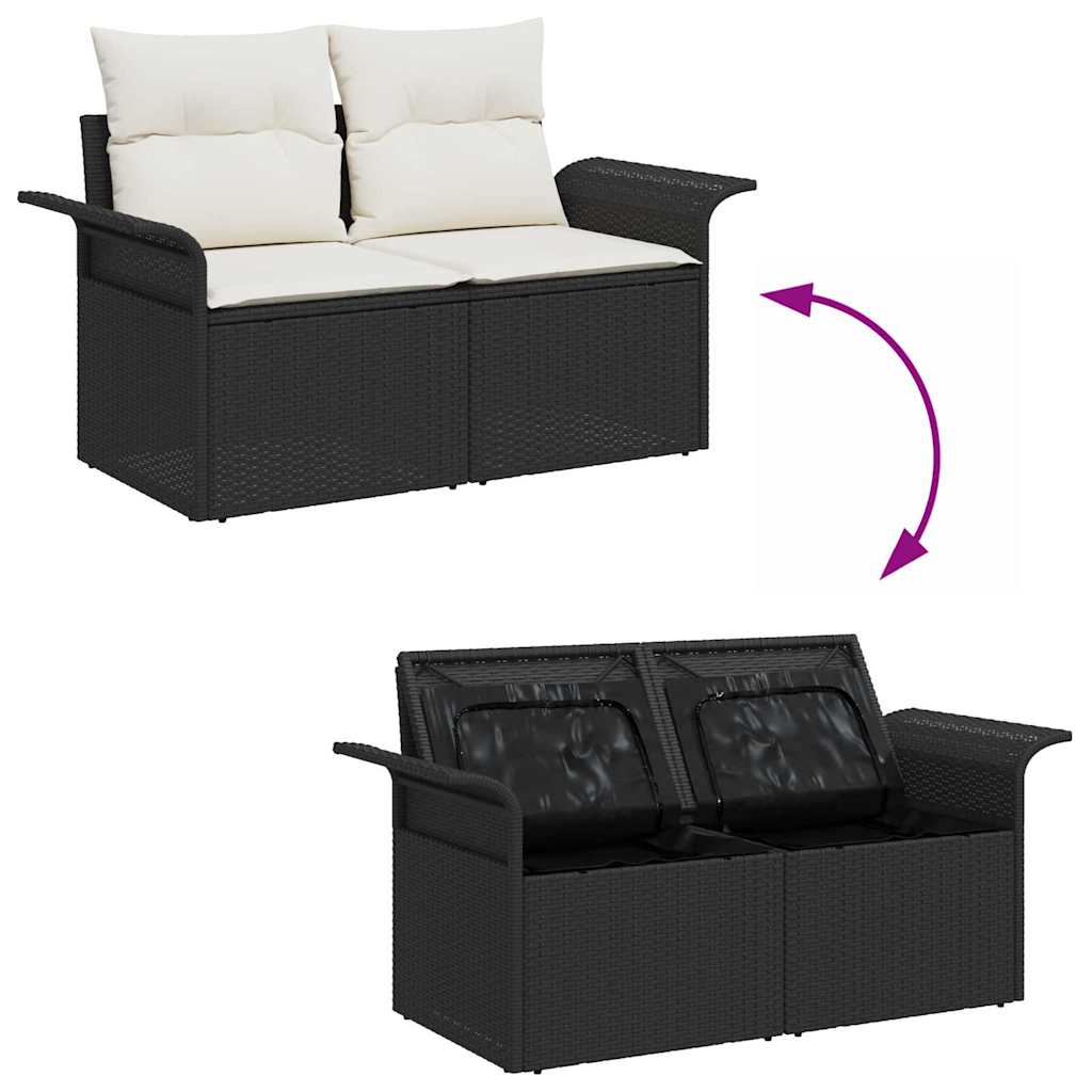 Tuinbank – Buitenbank – Loungeset – Tuinmeubel – Modulaire 2-zitsbank – Weerbestendig Polyrattan – Comfortabele Witte Kussens