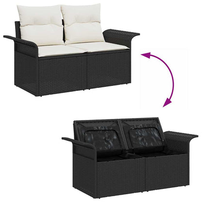 Tuinbank – Buitenbank – Loungeset – Tuinmeubel – Modulaire 2-zitsbank – Weerbestendig Polyrattan – Comfortabele Witte Kussens
