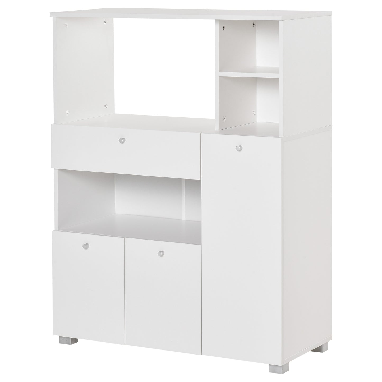 Microwavekast – Keukenkast – Opbergkast – Buffetkast – Keukenmeubel – 90x40x120 cm – Wit Hout met Schuiflade