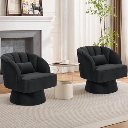 Draaifauteuil – Fauteuil – Accentstoel – Loungestoel – Zitzak – Zachte Velvet Bekleding – 360° Draaibaar – Wit