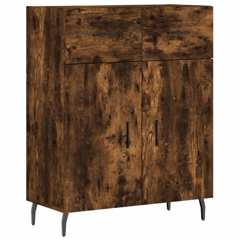 Classic Hardwood Dining Cabinet with Lockable Doors - 69.5x34x90cm Large Core Board Storage Sideboard, Finish, No Electricity Needed