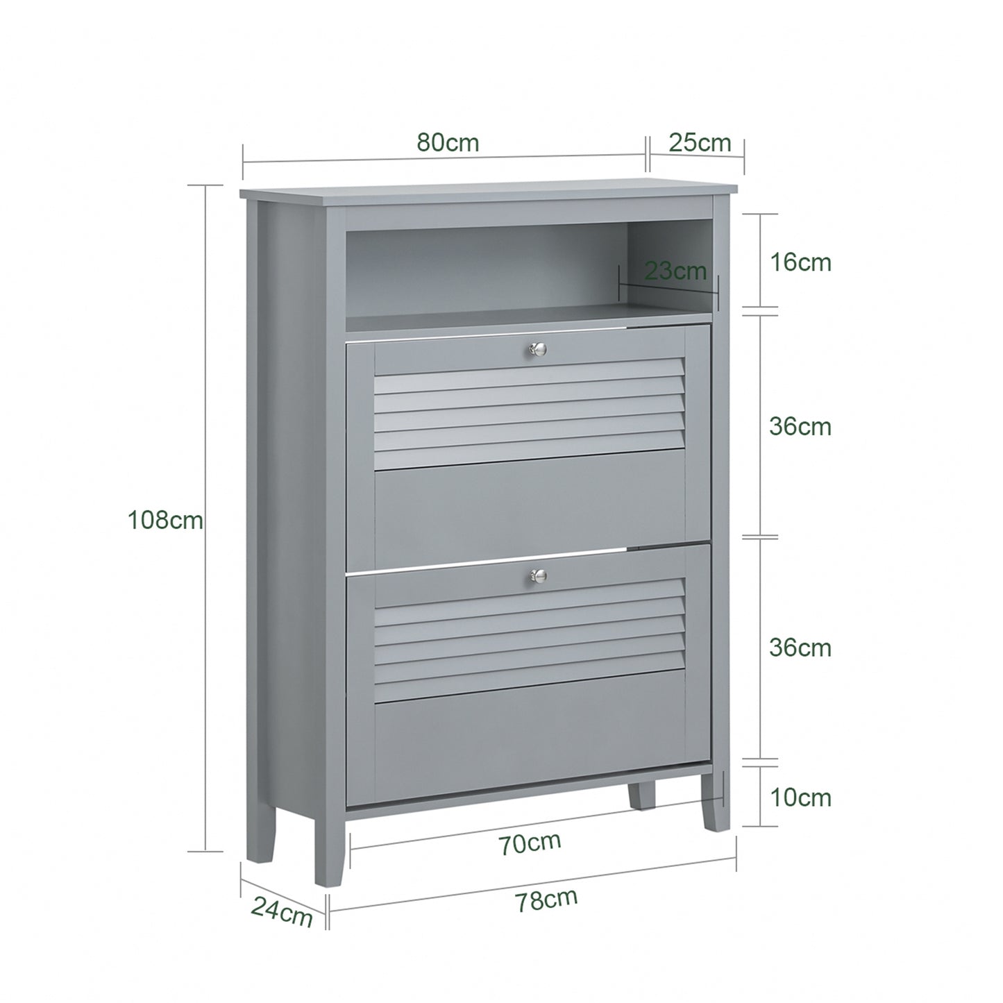 Schoenenkast – Schoenenrek – Schoenenopberger – Schoenenkast – Opbergkast – 2 Kleppen – Compact 80x108x25 cm – MDF & Spaanplaat Wendbaar