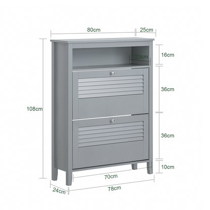 Schoenenkast – Schoenenrek – Schoenenopberger – Schoenenkast – Opbergkast – 2 Kleppen – Compact 80x108x25 cm – MDF & Spaanplaat Wendbaar