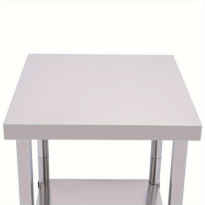 Roestvrijstalen Werkbank – RVS Werktafel – Werkbank Met Wielen – Keukentafel – Gastro Werktafel – 60x60 cm – 2 Niveaus – Draagvermogen 300 kg
