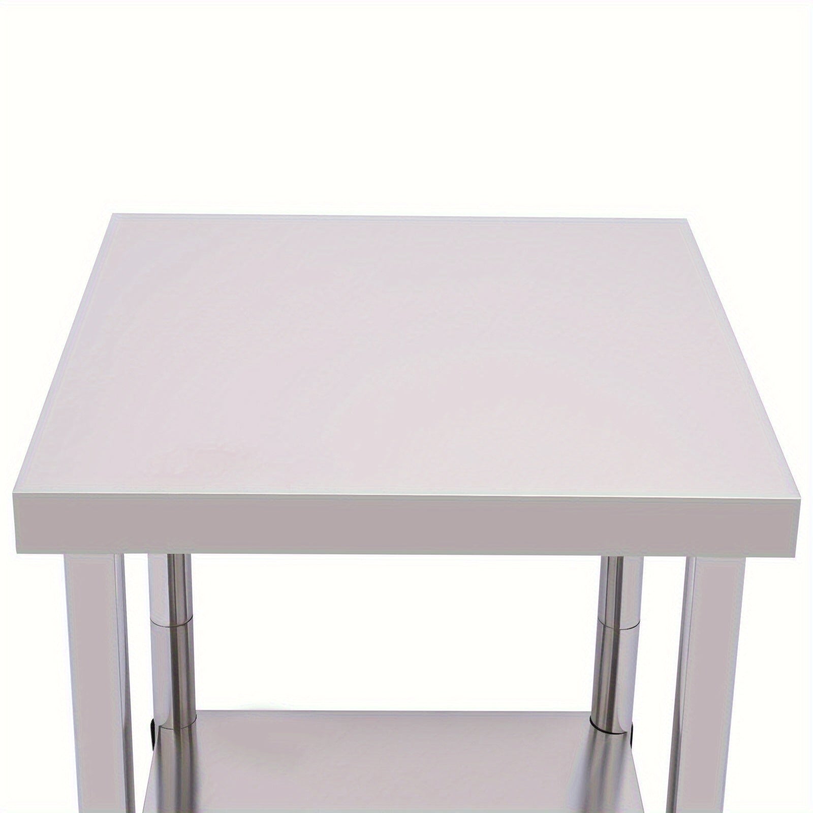RVS Werktafel – Roestvrijstalen Werkbank – Keukentafel – Werkblad – Mobiele Tafel – 60x60 cm – 2 Niveaus – Max 300 kg Draagvermogen - QUORE