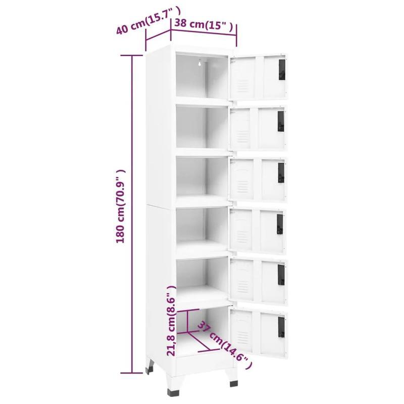 Lockerkast – Veiligheidskast – Opbergkast – Kantoorkast – Lockerkast Wit – Staal – Brandvertragend – Geluidsarm – Hoge Draagkracht – 38x40x180 cm