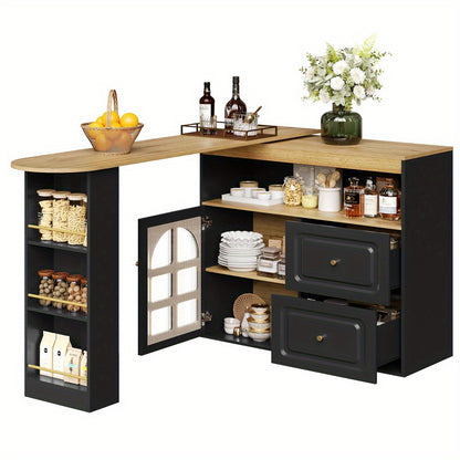 Dressoir – Buffetkast – Opbergkast – TV-meubel – Ladekast – 360° Draaibaar – 2 Ruime Lades – Modern Minimalistisch Design