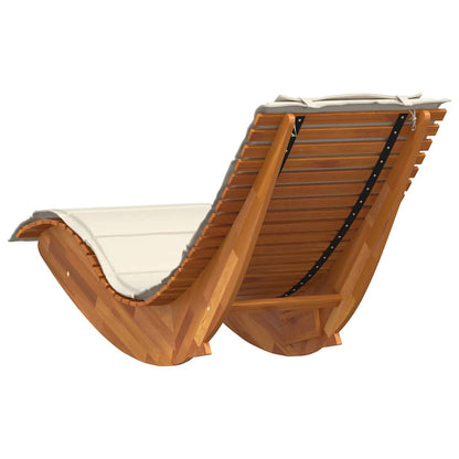 Loungestoel Teak – Tuinstoel – Balkonstoel – Relaxstoel – Lounger – Massief Teakhout – Weerbestendige Kussens Crème