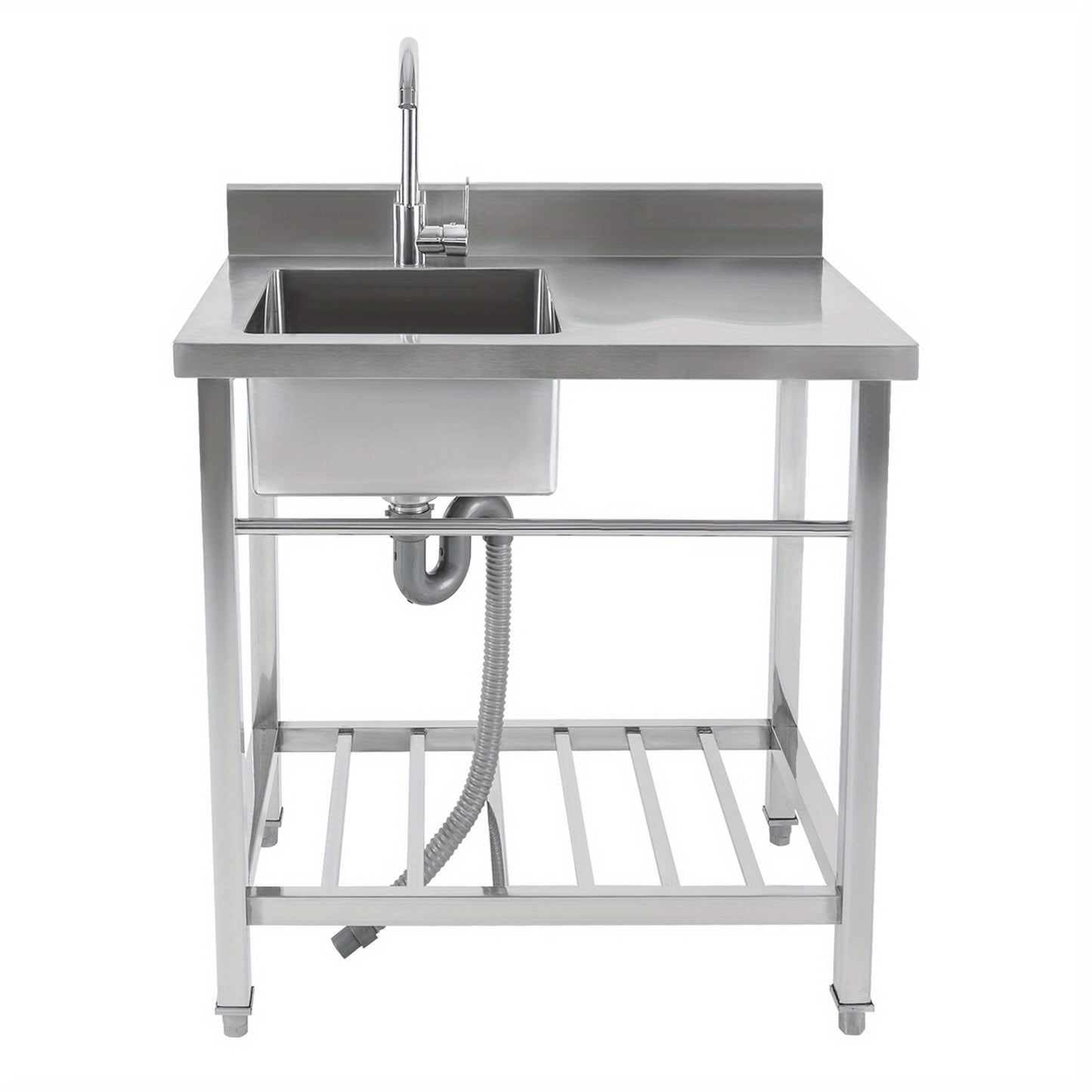 Vrijstaande Spoelbak RVS – Roestvrijstalen Wasbak – Keukenspoelbak – Tuinspoelbak – Afwasteil – 40x35x20 cm – 360° Draaibare Kraan