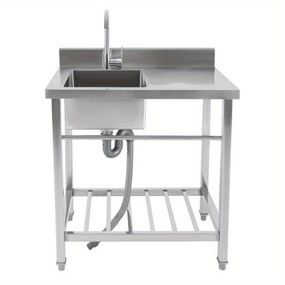 Vrijstaande Spoelbak RVS – Roestvrijstalen Wasbak – Keukenspoelbak – Tuinspoelbak – Afwasteil – 40x35x20 cm – 360° Draaibare Kraan
