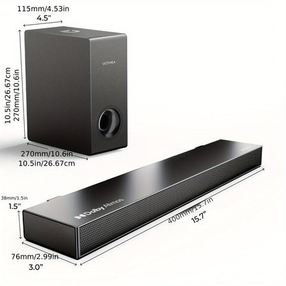 Soundbar – Tv Speaker – Home Cinema Geluid – Audio Bar – Sound Bar 2.1 Kanaals Dolby Atmos – Krachtig 190W Piekvermogen – Ultra-Slank Design