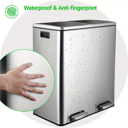 Afvalbak Keuken – Vuilnisbak – Prullenbak – Afvalemmer – Sorteerbak – RVS 60 Liter – Soft-Close Deksel