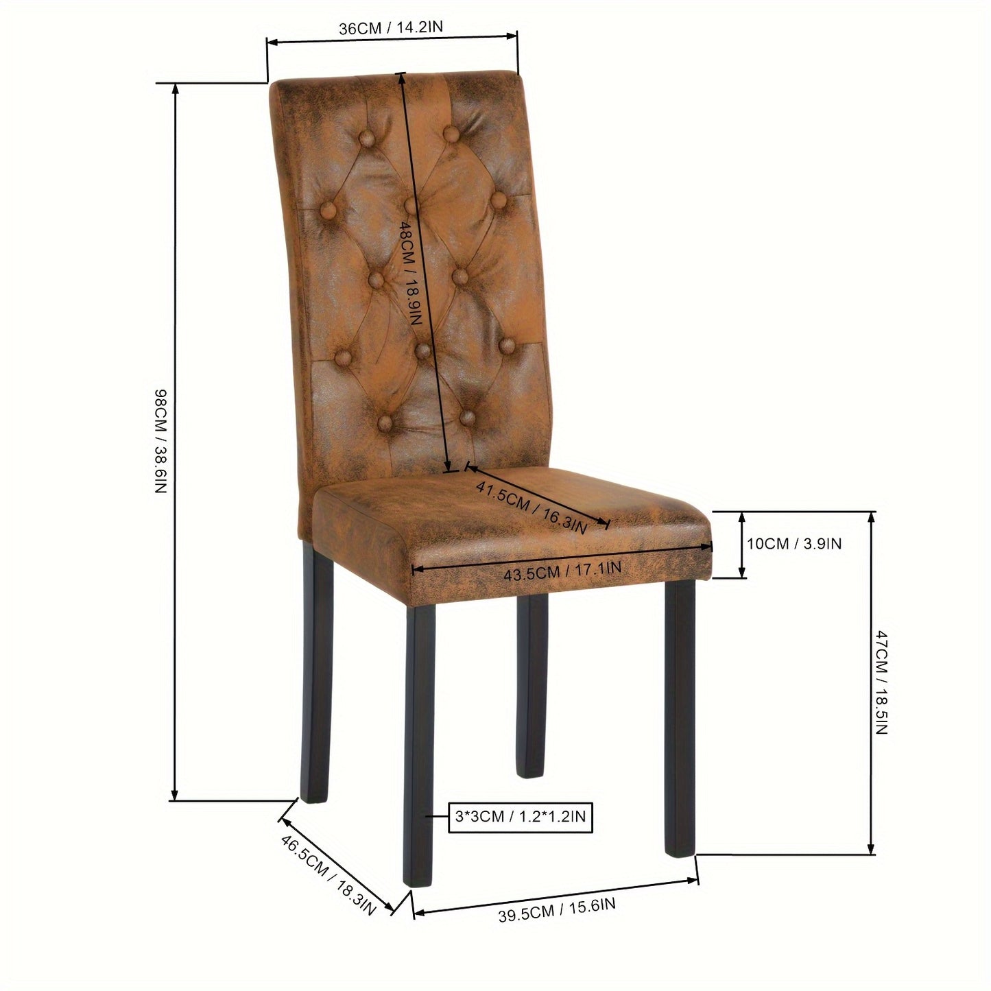 Eetkamerstoelen – Stoelen – Kuipstoelen – Keukenstoelen – Zitmeubels – Suède Bekleding Met Knopen – Stevig Houten Frame – Set Van 4 – Comfortabel Gevoerd