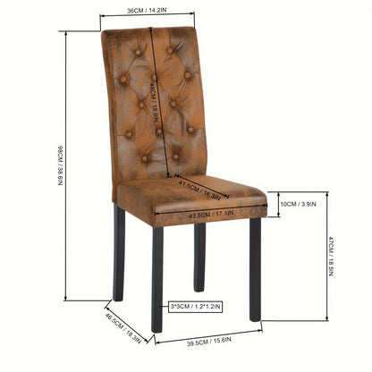 Eetkamerstoelen – Stoelen – Kuipstoelen – Keukenstoelen – Zitmeubels – Suède Bekleding Met Knopen – Stevig Houten Frame – Set Van 4 – Comfortabel Gevoerd
