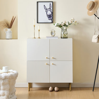 Wit Dressoir – Wandmeubel – Opbergkast – Sideboard – Buffetkast – MDF Met Stalen Poten – 3 Deuren Met Verstelbare Plank