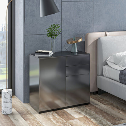 Buffetkast – Dressoir – Opbergkast – Sideboard – Kast Met Laden – Glanzend Zwart – Verstelbare Planken – 79x36x74 Cm