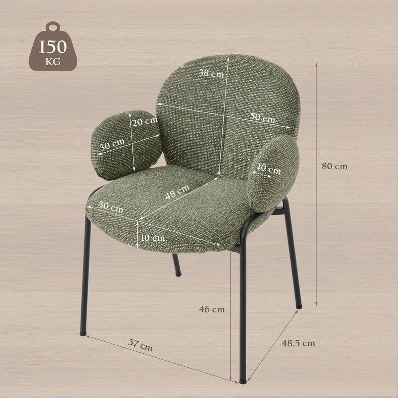 Set van 2 Chic Scandinavische Accentstoelen – Gebogen Design met Verstelbare Poten – Groen, Stijlvol en Comfortabel