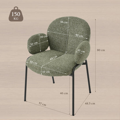 Set van 2 Chic Scandinavische Accentstoelen – Gebogen Design met Verstelbare Poten – Grijs, Stijlvol en Comfortabel