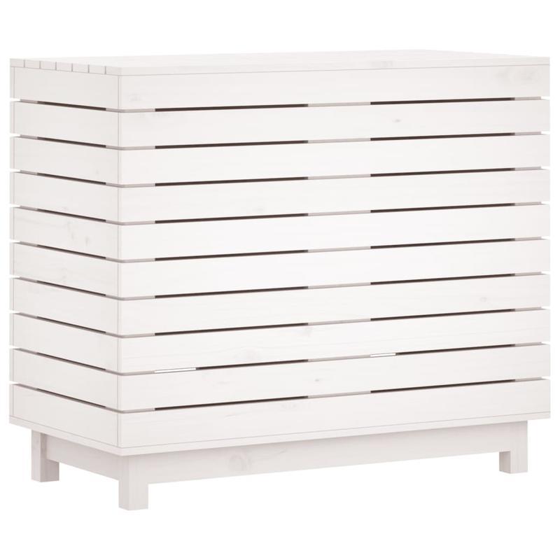 Wasmand – Wasbox – Wassorteerder – Waszak – Opbergmand – Massief Grenenhout – Groot Formaat 88,5x44x76 cm – Witte Afwerking