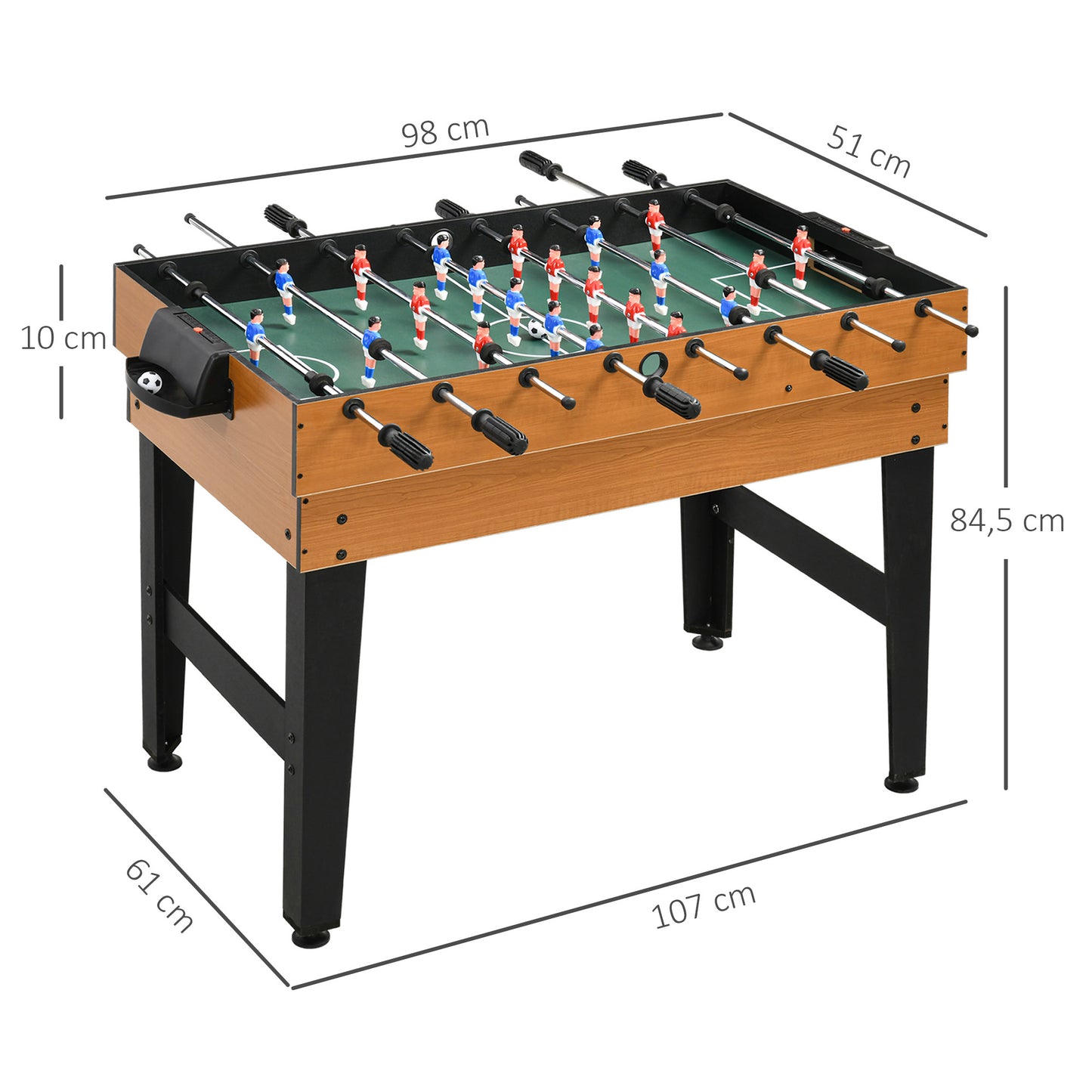 4-in-1 Speltafel – Speeltafel – Tafelgame – Spel Meubel – Entertainment Tafel – Compact Formaat – Duurzaam Hout en Metaal – Natural Wood Zwart
