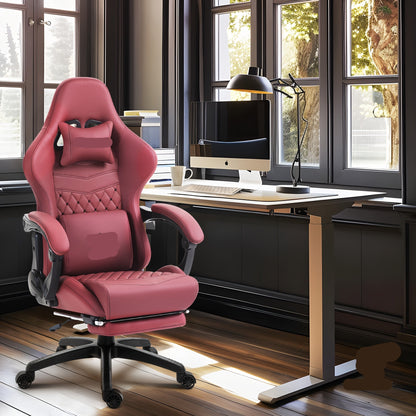 Ergonomische Bureaustoel – Gamingstoel – Bureaustoel Met Wieltjes – Draaibare Stoel – Verstelbare Zithoogte – Kunstleer – Retro Race Design