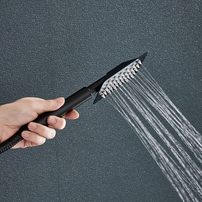 Douche Set Mat Zwart – Douche Accessoires – Regendouche – Overhead Douche – Douche Systeem – Koper Materiaal – Eenvoudige Wandmontage