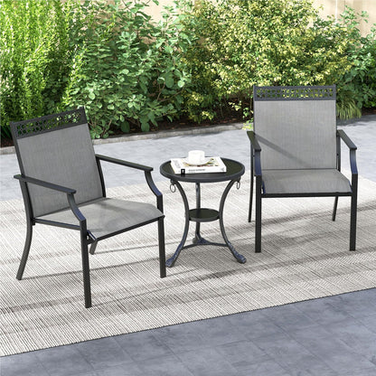 Tuinstoelen – Terrasstoelen – Balkonstoelen – Outdoor Stoelen – Tuinstoelen Set 2 – Brede Zitting – Snel Droogend Stof – Grijs
