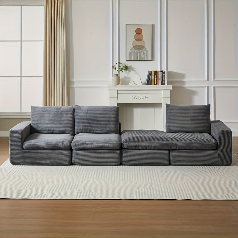 Loungebank – Hoekbank – Zitzakbank – Bankstel – Modulair Sofa – Diep Grijs – Verstelbare Rugleuning – Duurzaam Bamboe Frame