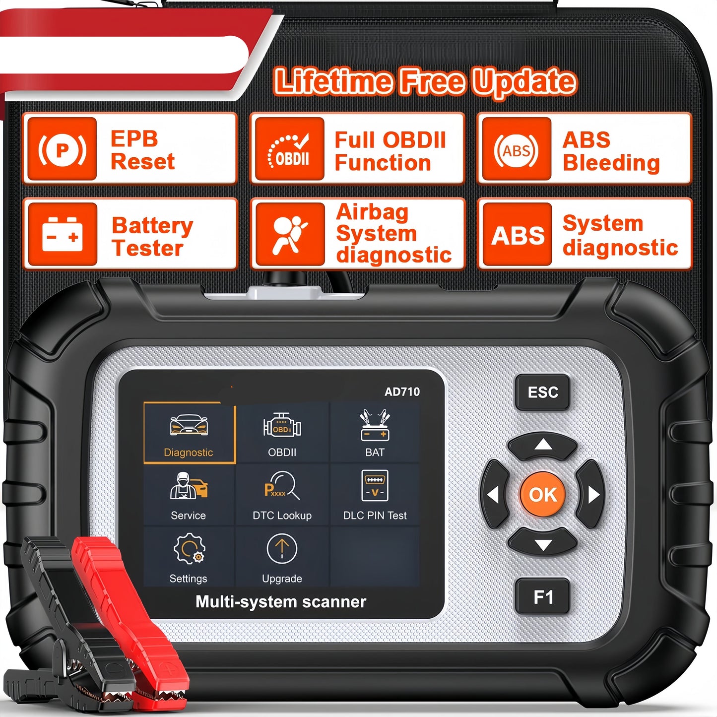 OBD2 Scanner – Codelezer – Diagnosetool – Autodiagnose – Foutcode Scanner – 5 Inch Kleurenscherm – 7 Onderhoudsresets