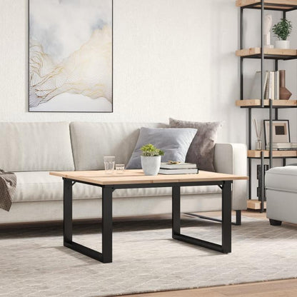 Salontafel – Koffietafel – Woonkamertafel – Bijzettafel – Tafeltje – Industrieel Design – Massief Dennehouten Blad – Stabiel Metalen O-Frame – 90x90x45 cm – Eenvoudige Montage