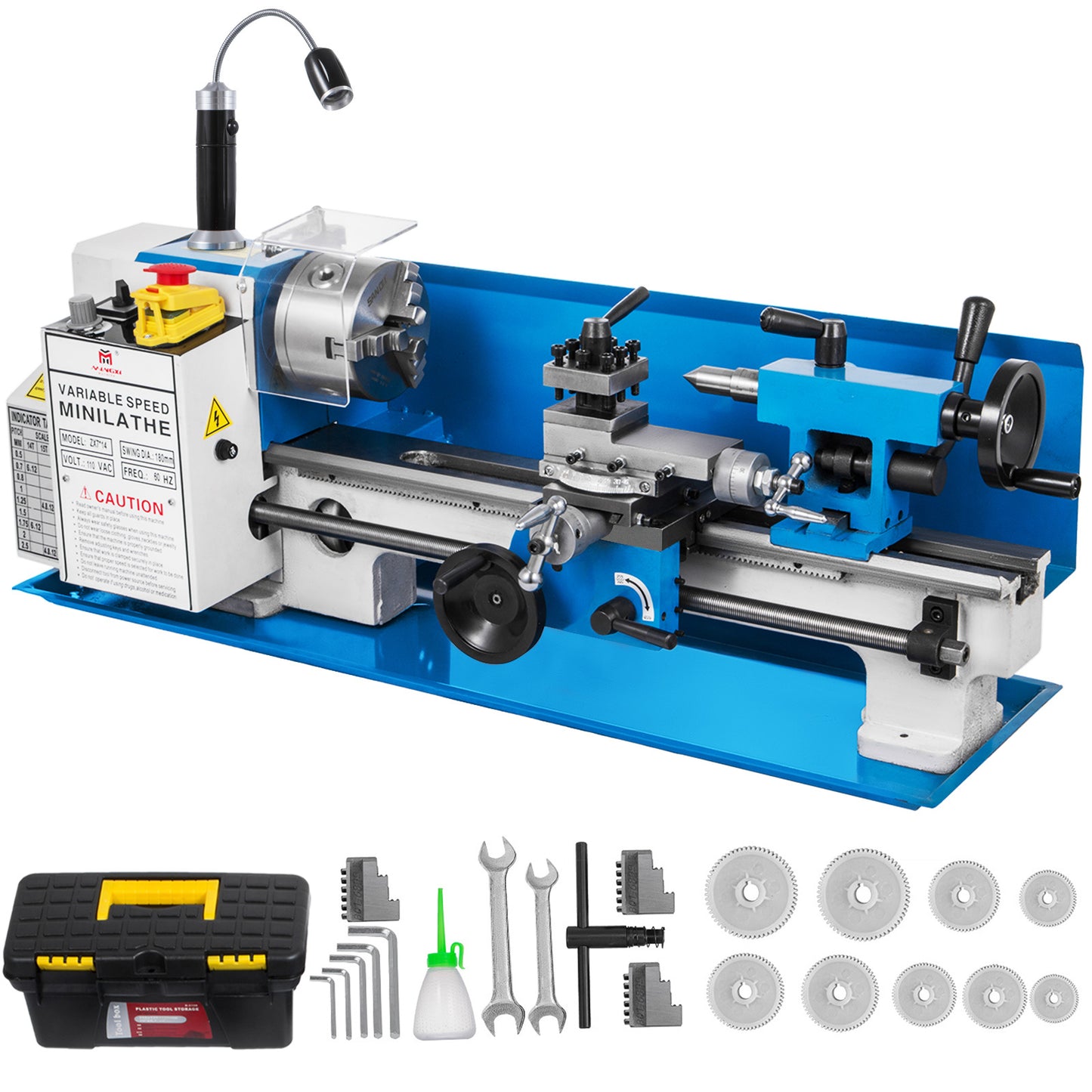 Metaaldraaibank – Mini Draaibank – Metalen Draaibank – Precisiedraaibank – Tafel Draaibank – 550W Motor – Variabele Snelheid 50-2250 RPM - 7x14 Inch
