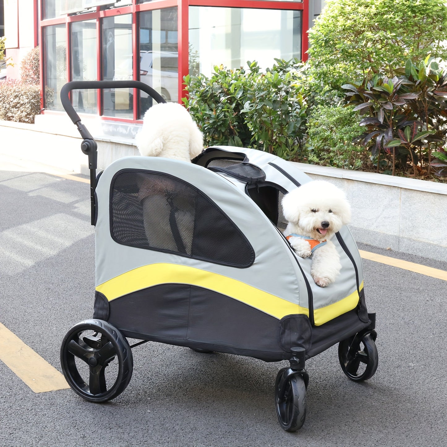Hondenwagen – Hondentrailer – Huisdierwagen – Dierenbuggy – Loopwagen – Inklapbaar En Lichtgewicht – Vierzijdige Mesh Ventilatie – Veilig Remsysteem – Geschikt Tot 20 Kg