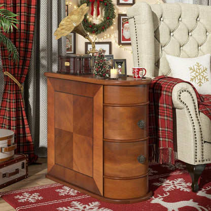 Bijzettafel – Nachtkastje – Sidetable – Banktafel – Salontafel – Compact – 2 Laden – Houtlook Bruin – Geen Montage