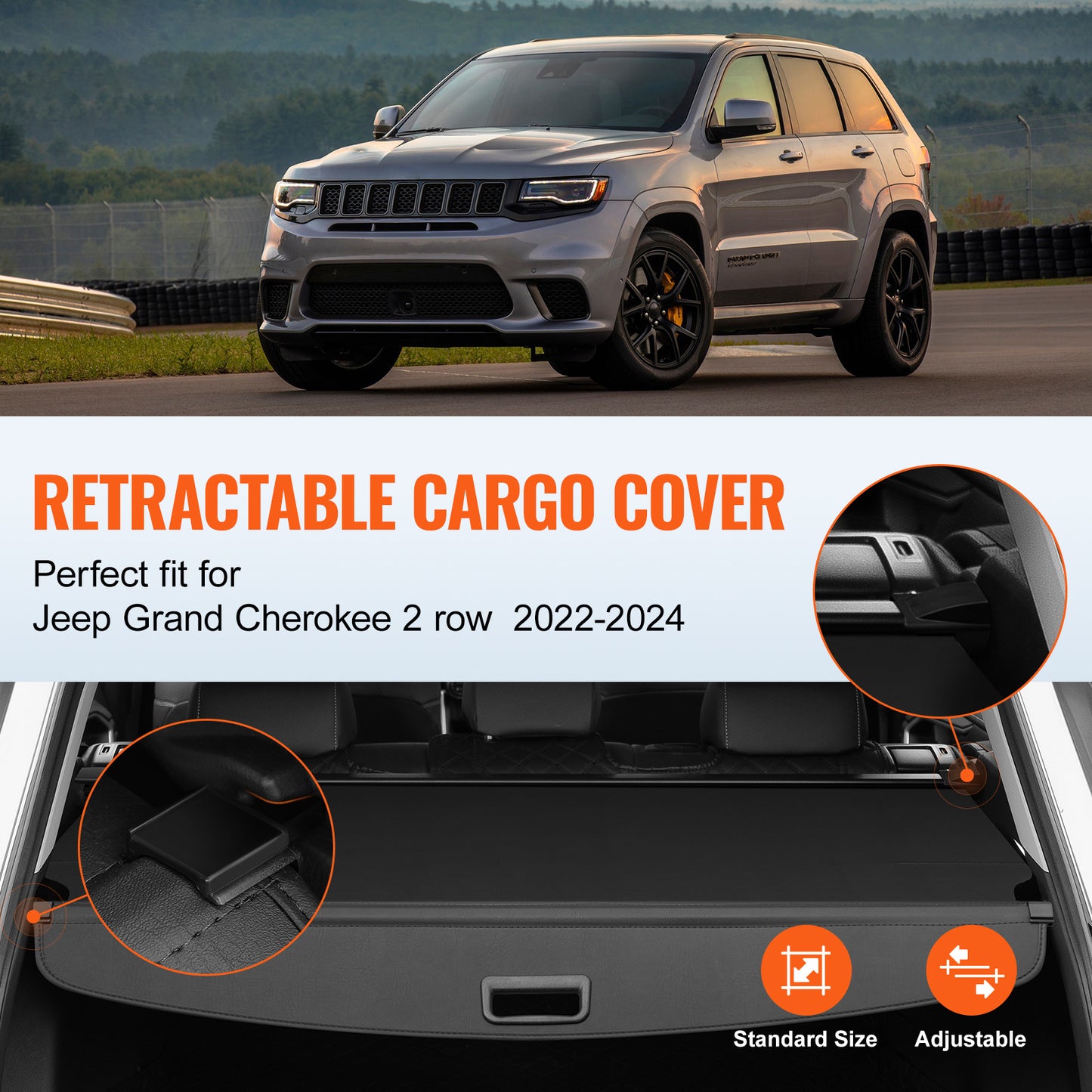 Bagageafdekking Uitschuifbaar Kofferbak Afdekhoes Cargo Cover Laadruimte Organizer – Nylon PVC Aluminium – Perfecte Passvorm – Snelle Montage Zonder Gereedschap