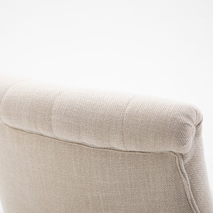 Fauteuil – Relaxstoel – Loungestoel – Zetel – Loungefauteuil – Vintage Design – Massief Rubberhouten Poten – Afneembare Wasbare Hoes – 52,5x69x77 cm – Linnenlook Bekleding – Rugkussen voor Lendensteun